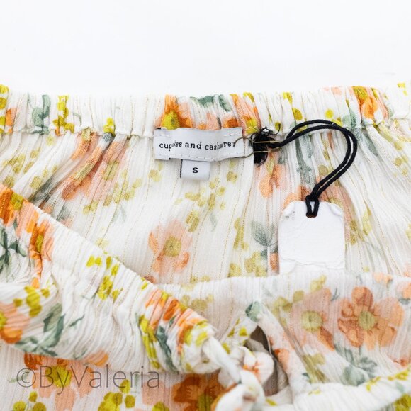 Cupcakes & Cashmere Floral Peasant Off-Shoulder Ruffle Mini Dress Size S Resort - Picture 4 of 9